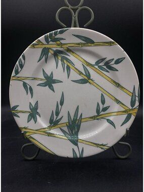 Tepco 9” Dinner Plate Tropical Bamboo White Restaurant Ware